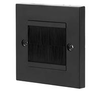 YWBL-WH Placa de Pared con Cepillo, Cubierta de Puerto de Cable, Panel de Montaje de Salida con Prevención de Polvo, para Gestión de Cables de Cavidad de Pared, ABS de 3,3x3,3 Pulgadas (BLACK)