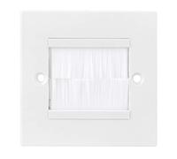 YWBL-WH Placa de Pared con Cepillo, Cubierta de Puerto de Cable, Panel de Montaje de Salida con Prevención de Polvo, para Gestión de Cables de Cavidad de Pared, ABS de 3,3x3,3 Pulgadas (WHITE)