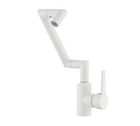 YWJFSA Grifo Cocina Abatible Acero Inoxidable Fría Y Caliente Grifo Monomando Lavabo Altura Regulable 2 Modos de Chorro,Blanco