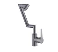YWJFSA Grifo Cocina Abatible Acero Inoxidable Fría Y Caliente Grifo Monomando Lavabo Altura Regulable 2 Modos de Chorro,Negro