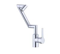YWJFSA Grifo Cocina Abatible Acero Inoxidable Fría Y Caliente Grifo Monomando Lavabo Altura Regulable 2 Modos de Chorro,Cromo