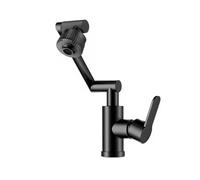 YWJFSA Grifo Cocina Abatible Agua Fría y Caliente Grifo de Lavabo Alto Altura Ajustable con 2 Modos de Chorro para Cocina y Baño,Negro