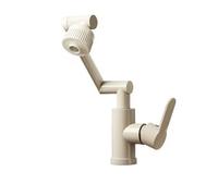 YWJFSA Grifo Cocina Abatible Agua Fría y Caliente Grifo de Lavabo Alto Altura Ajustable con 2 Modos de Chorro para Cocina y Baño,Albaricoque