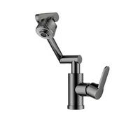 YWJFSA Grifo Cocina Abatible Agua Fría y Caliente Grifo de Lavabo Alto Altura Ajustable con 2 Modos de Chorro para Cocina y Baño,Gris