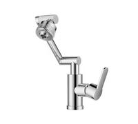 YWJFSA Grifo Cocina Abatible Agua Fría y Caliente Grifo de Lavabo Alto Altura Ajustable con 2 Modos de Chorro para Cocina y Baño,Plata