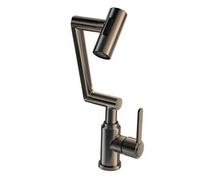 YWJFSA Grifo Cocina Abatible Latón Fría Y Caliente Grifo Monomando Lavabo 2 Modos de Chorro Giratorio 360°,Gris