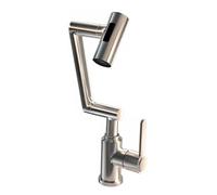 YWJFSA Grifo Cocina Abatible Latón Fría Y Caliente Grifo Monomando Lavabo 2 Modos de Chorro Giratorio 360°,Plata