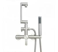 YWJFSA Grifo Cocina Pared con Ducha Grifo Acero Inoxidable Baño con 4 Modos de Salida Grifo Baño Altura Regulable Rotación 360°