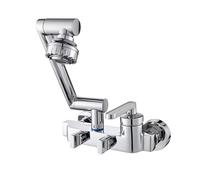 YWJFSA Grifo Cocina Pared con Ducha Grifos Plegable Cocina con 4 Modos de Salida Grifo Lavabo Monomando Latón Altura Regulable