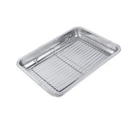 YWJLQH Bandeja para Hornear con Rejilla de Enfriamiento, Bandeja Rectangular de Acero Inoxidable con soporte, Filtro de Aceite y Escurridor de Agua, para Galletas, Asar y Repostería 36cmx27cmx48cm
