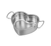 YWJLQH Cazo de Acero Inoxidable Antiadherente Multifuncional Olla para Sopa Sartén para Leche con Forma de Corazón Fácil de Limpiar Adecuada para, Plata, L
