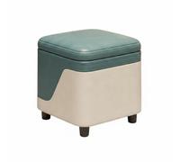 YWJLQH Taburete Baúl de Almacenamiento Compacto Asiento Banco Reposapiés Ottomán con Tapa Acolchada Estructura de Madera Apilable Adecuado para Recibidor, Naranja Gris