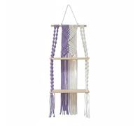 YWJLQH Tapiz de Cuerda de Algodón Bohemio con Diseño en Macramé Colgante Repisa Mural de Madera Natural Estante Organizador Decorativo Doble Nivel Adecuado, Morado+Beige