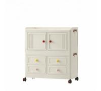 YWMJZEU Armario Infantil Organizador con Puertas, Estilo Crema con Configuración De Una Puerta Grande, Una Puerta Pequeña Y Dos Cajones, Incluye Ruedas para Movilidad