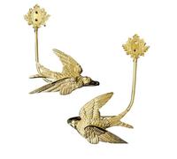 YXINAER Gancho de latón para Sujetar Cortinas Gancho de Cortina latón Moderno, Forma Abanico Golondrina Dorada, Colgador decoración montado en la Pared for Sala Estar(Swallow-2PCS)