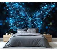 YXQAIED Papel pintado - Decoración y mural de mariposa para el hogar, papel tapiz azul neón, papel pintado de fantasía para sala de estar, no autoadhesivo, murales de pared grandes
