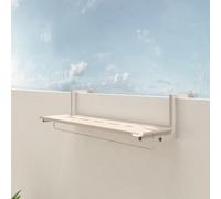 YYBHKHBY Mesa Colgante Balcón Plegable Barra de Bar Exterior - Ajustable 1-16cm Gran Carga 75kg con Múltiples Alturas, Mueble Auxiliar Ahorra Espacio para Terraza Patio,Blanca,120x25cm