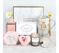 YYDSXK Regalo Cumpleaños Mujer 70 Años, Taza de Café Set Regalo Originales
