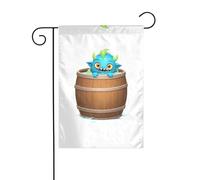 YYHHAOFA Little Monster In The Barrel - Bandera de jardín para decoración de patio, diseño de cuatro estaciones, 12 x 18 pulgadas