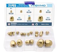 YYIGVMO 21 Piezas M3 M4 M5 M6 M8 M10 Juego de Tuercas de Bellota de Latón, Bellota Hexagonal Tapa Tuercas, para Fijar Neumáticos y Ejes