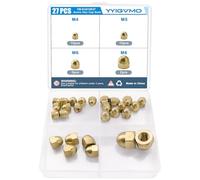 YYIGVMO 27 Piezas M4 M5 M6 M8 Juego de Tuercas de Bellota de Latón, Bellota Hexagonal Tapa Tuercas, para Fijar Neumáticos y Ejes