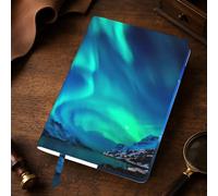 Yyoretp Northern Lights - Funda de piel para diario, tamaño A5, recargable, de piel auténtica