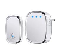 YYQ Timbre Inalámbrico Exterior Impermeable IP44, Timbre para Puerta Largo Alcance de 300M, Indicador LED, 1 Transmisor y 1 Receptor, 5 Niveles de Volumen Ajustable, 36 Melodías