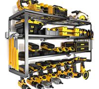 YYR Organizador de herramientas eléctricas de 4 capas, soporte de pared, estante de almacenamiento inalámbrico para taladro, soporte de herramientas de batería con estante de estación de carga para