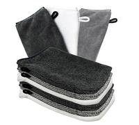 YYTECH Lote de 6 Manoplas de baño Algodón 20 x 16 cm,Guantes de Microfibra para Limpieza Facial,Manoplas de baño de Rizo algodón 100%(Negro, Blanco y Gris)