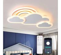 YZBEIMDAI Lampara de Techo Infantil LED, 55cm/30W Lámpara de techo creativa Nubes con arcoiris Regulable con Control Remoto, Lámpara de Techo para Dormitorio de Niños y Niñas, Blanco