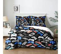 Yzehomijia Set copripiumini e federe Gamer 220×240 cm, Gamepad Copripiumino, Ragazzi Biancheria da Letto, 1 Gamepad Copripiumino e 2 Federe 65 x 65 cm.(G3×220)