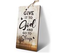 YZEXEZY Letrero decorativo para dormitorio, con texto en inglés "Give It to God and Go to Sleep" de 30.5 x 15.2 cm, rústico para habitación, versículos bíblicos cristianos,