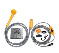 YZNAHRE Ducha de camping de 12 V con bomba sumergible, ducha portátil al aire libre con manguera de 2 m y adaptador de red, ducha móvil para caravana, camping, jardín y exterior