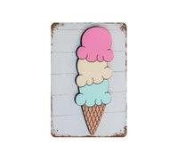 YZWRWRMKTB Ice Cream Cone Metal Tin Sign Vintage Summer Decor Rustic Farmhouse Wall-Art for Kitchen Cafe Shop Beach House Wall (8 X 12 inch)