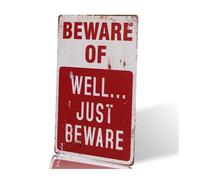 YZWRWRMKTB Vintage Metal Sign Beware Of Well Just Funny Warning Tin Wall-Art for Garage Bar Man Cave Home Decor 8 X 12 inch