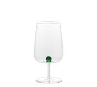 Zafferano Bilia - Juego de 6 vasos de vidrio de borosilicato con esfera colorida verde - Diseño artesanal elegante y resistente a los golpes térmicos para la mesa