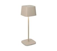 Zafferano, Lámpara Ofelia, Lámpara de Mesa Recargable e Inalámbrica con Control Táctil, También Adecuada como Lámpara de Exterior, Atenuador, 2200-3000 K, Altura 29 cm, Color Arena
