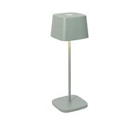 Zafferano, Lámpara Ofelia, Lámpara de Mesa Recargable e Inalámbrica con Control Táctil, También Adecuada como Lámpara de Exterior, Atenuador, 2200-3000 K, Altura 29 cm, Color Salvia