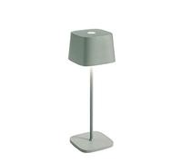 Zafferano, Lámpara Ofelia, Lámpara de Mesa Recargable e Inalámbrica con Control Táctil, También Adecuada como Lámpara de Exterior, Atenuador, 2700-3000 K, Altura 29 cm, Color Salvia
