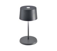 Zafferano, Lámpara Olivia Mini, Lámpara de Mesa Portátil y Recargable con Control Táctil, Adecuada para Interior y Exterior, Atenuador, 2200-3000 K, Altura 22 cm, Color Gris Oscuro