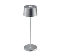 Zafferano, Lámpara Olivia Pro con Hoja Color Plata, Lámpara de Mesa Portátil y Recargable con Control Táctil, Adecuada como Lámpara de Interior, Atenuador, 2700-3000 K, Altura 35 cm