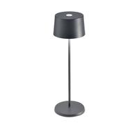 Zafferano, Lámpara Olivia Pro, Lámpara de Mesa Portátil y Recargable con Control Táctil, Adecuada para Interior y Exterior, Atenuador, 2700-3000 K, Altura 35 cm, Color Gris Oscuro