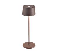 Zafferano, Lámpara Olivia Pro, Lámpara de Mesa Portátil y Recargable con Control Táctil, Adecuada para Interior y Exterior, Atenuador, 2700-3000 K, Altura 35 cm, Color Corten
