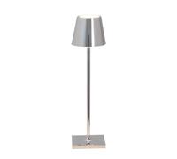 Zafferano, Lámpara Poldina Micro con Acabado en Cromo Brillante, Lámpara de Mesa Recargable e Inalámbrica con Control Táctil, Adecuada como Lámpara de Interior, Atenuador, 2200-3000 K, Altura 27,5 cm