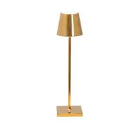 Zafferano, Lámpara Poldina Micro con Acabado en Oro Brillante, Lámpara de Mesa Recargable e Inalámbrica con Control Táctil, Adecuada como Lámpara de Interior, Atenuador, 2200-3000 K, Altura 27,5 cm
