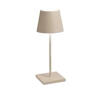 Zafferano, Lámpara Poldina Pro Mini, Lámpara de Mesa Recargable e Inalámbrica con Control Táctil, También Adecuada como Lámpara de Exterior, Atenuador, 2200-3000 K, Altura 30 cm, Color Arena