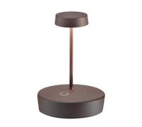 Zafferano, Lámpara Swap Mini, Lámpara de Mesa Recargable e Inalámbrica con Control Táctil, Apta para Interior y Exterior, Step Dimmer, 2200-3000 K, Altura 14,8 cm, Color Corten