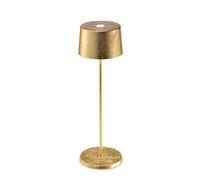 Zafferano - Olivia Lámpara Led de Mesa Regulable, Protección IP65, Uso Interior/Exterior, Cargador Micro USB, H35.5cm, Enchufe de la UE - Hoja de Oro