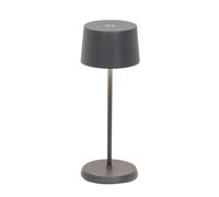 Zafferano, Olivia Micro Lamp, Lámpara de Mesa Portátil y Recargable con Control Táctil, para Salón y Exterior, Atenuador, 2200-3000 K, Altura 20 cm, Color Gris Oscuro