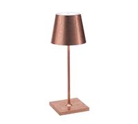 Zafferano, Poldina Pro Mini con Hoja Color Cobre, Lámpara de Mesa Recargable e Inalámbrica con Control Táctil, Adecuada como Lámpara de Interior, Atenuador, 2200-3000 K, Altura 30 cm